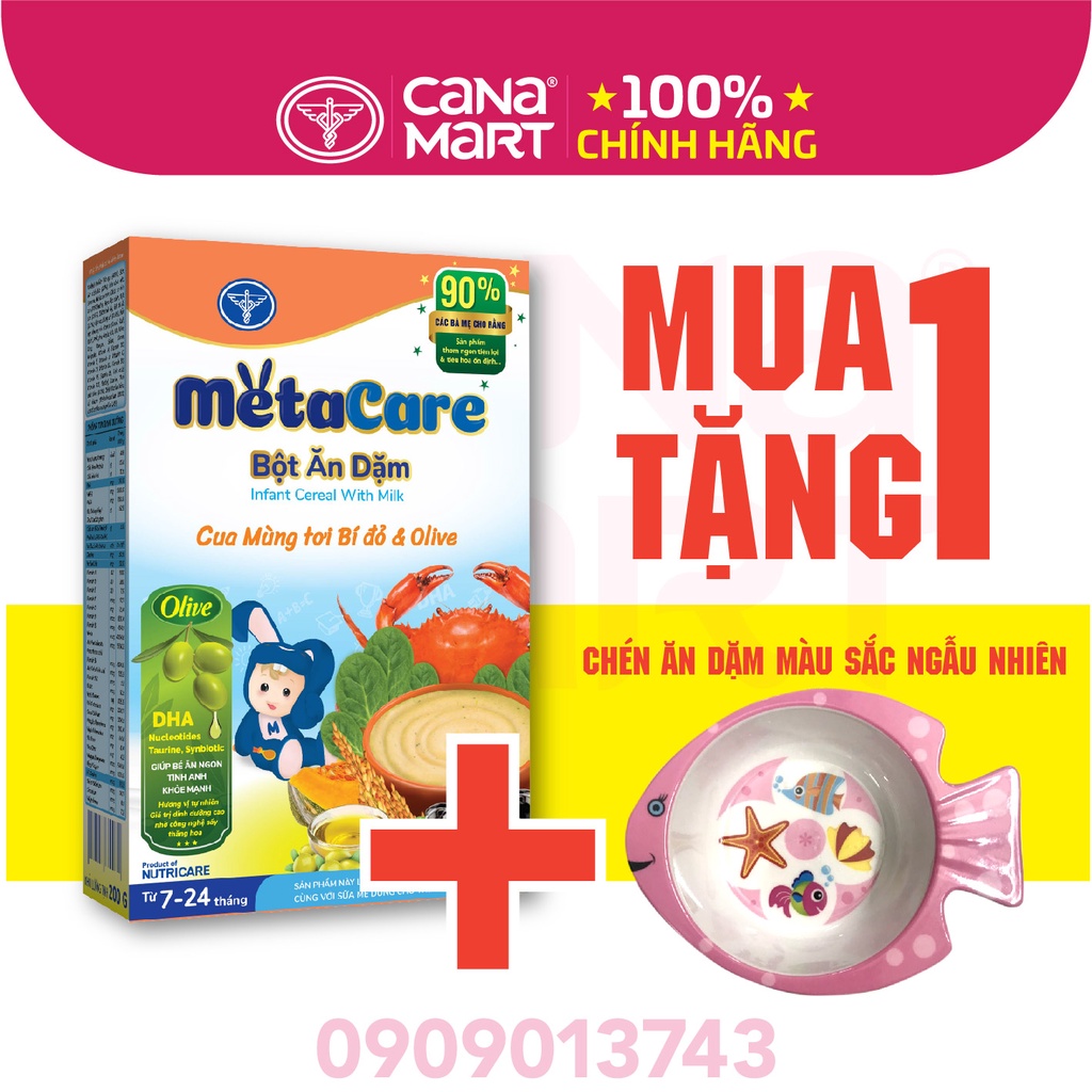 Bột ăn dặm Metacare Cua mùng tơi bí đỏ & olive (200g)