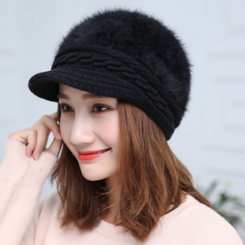 Mũ len lông thỏ dày dặn phong cách Hàn Quốc cho nữ