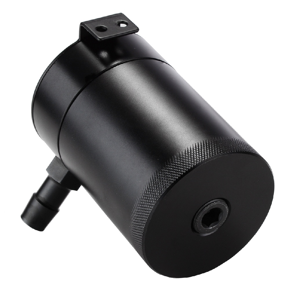 Universal 2-Port Compact Baffled Oil Catch Can 3/8" NPT Inlet Outlet Black