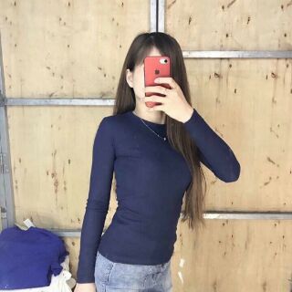 Áo thun cotton gân dang len mỏng