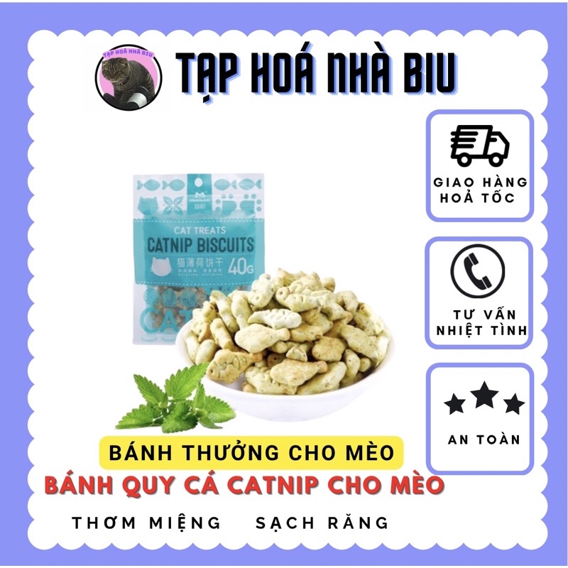 Bánh quy cá CATNIP BISCUITS tiêu búi lông, sạch răng và hôi miệng cho mèo gói 40G