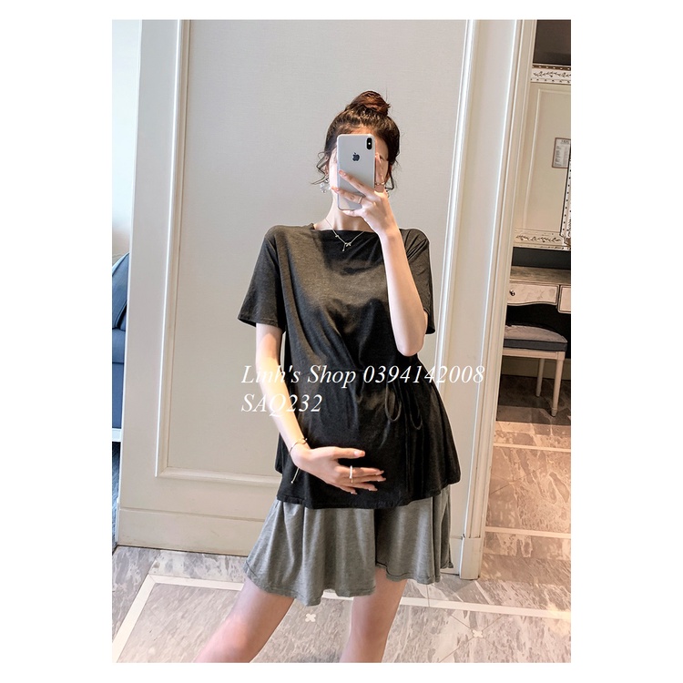 Set Áo Quần Bầu Bộ Bầu Xinh SAQ232 Chất Cotton Lạnh Siêu MÁT