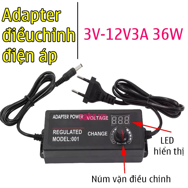 Adapter điều chỉnh điện áp 3-12V 3A