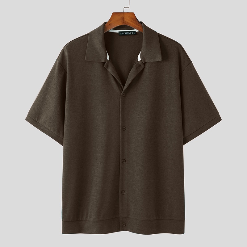 Áo Sơ Mi Ngắn Tay Màu Sắc Đơn Giản Cho Nam