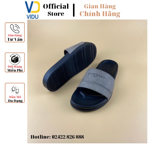 Dép nam thời trang GYVENCHY ViDu 21104 màu xám đen đế cao su siêu bền, full box