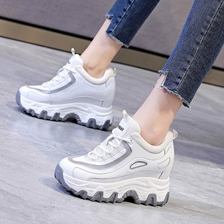 Giày cao gót nữ ins thủy triều mùa xuân 2021 Giày thể thao đế dày phong cách giản dị 10cm