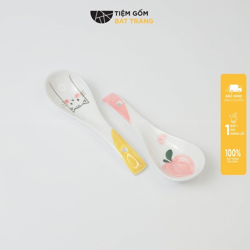 Thìa Sứ Muôi Sứ Hoạ Tiết Vẽ Tay Nhiều Mẫu Thìa Cơm Muỗng Ăn Phở Sứ Bát Tràng Cao Cấp