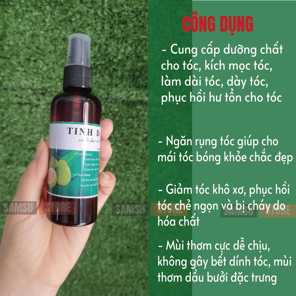 Tinh dầu bưởi xịt kích mọc tóc thiên nhiên 100ml handmade