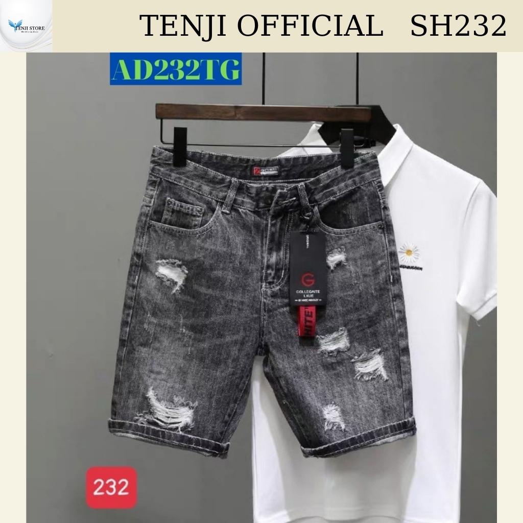 Quần short nam đen TENJI SH225 chất bò co dãn họa tiết trơn nhiều mẫu mới kiểu dáng ôm size (28-32 +34)