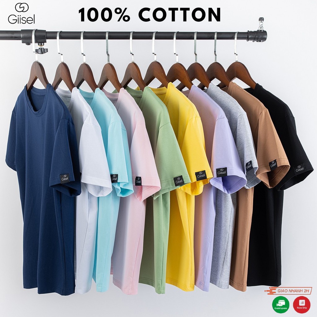 Áo phông nam nữ thun unisex trơn cotton cổ tròn tay lỡ form rộng oversize basic 1 màu đẹp cao cấp rẻ Giisel