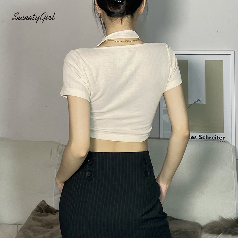 Áo Thun Tay Ngắn Hở Rốn Màu Trơn Thời Trang Dành Cho Nữ 2022