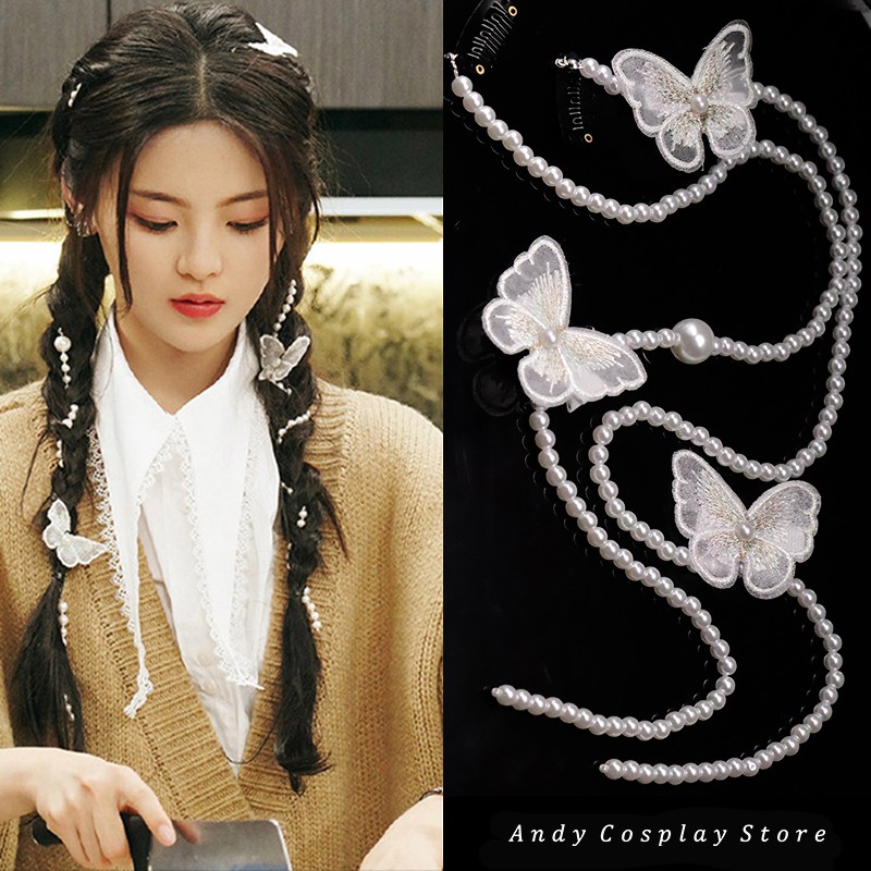 [CÓ SẴN] Kẹp tóc dây tua rua đính ng.ọc trai