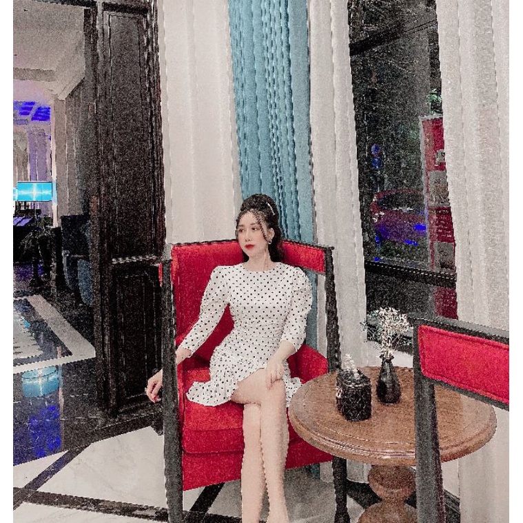ĐẦM MANGO CHẤM BI TAY LỠ LÓT QUẦN DÁNG ÔM