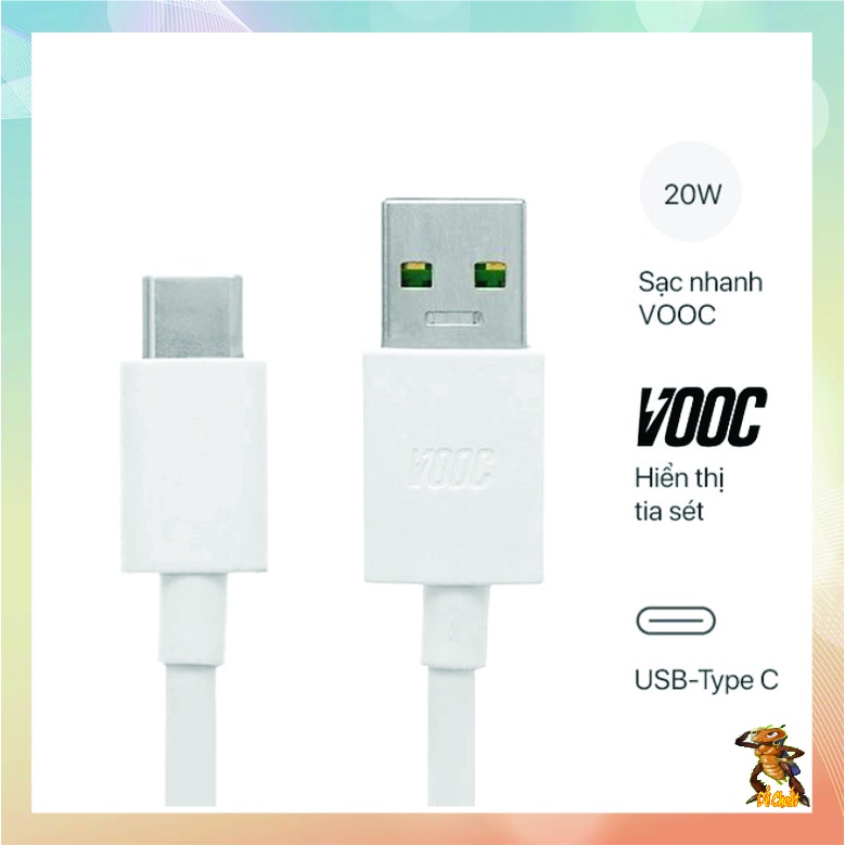 Dây, cáp sạc nhanh 4a vooc  cho điện thoại oppo chân sạc  usb  to type c, micro .