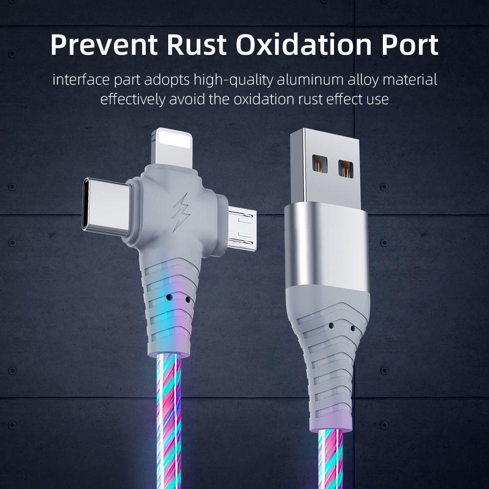 Dây Cáp Sạc Truyền Dữ Liệu Micro USB Type C Có Đèn Dạ Quang Độc Đáo