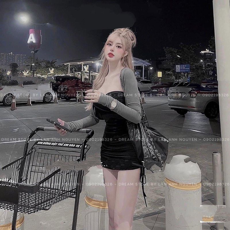 Set 2 món body nhún kèm khoác loại đẹp