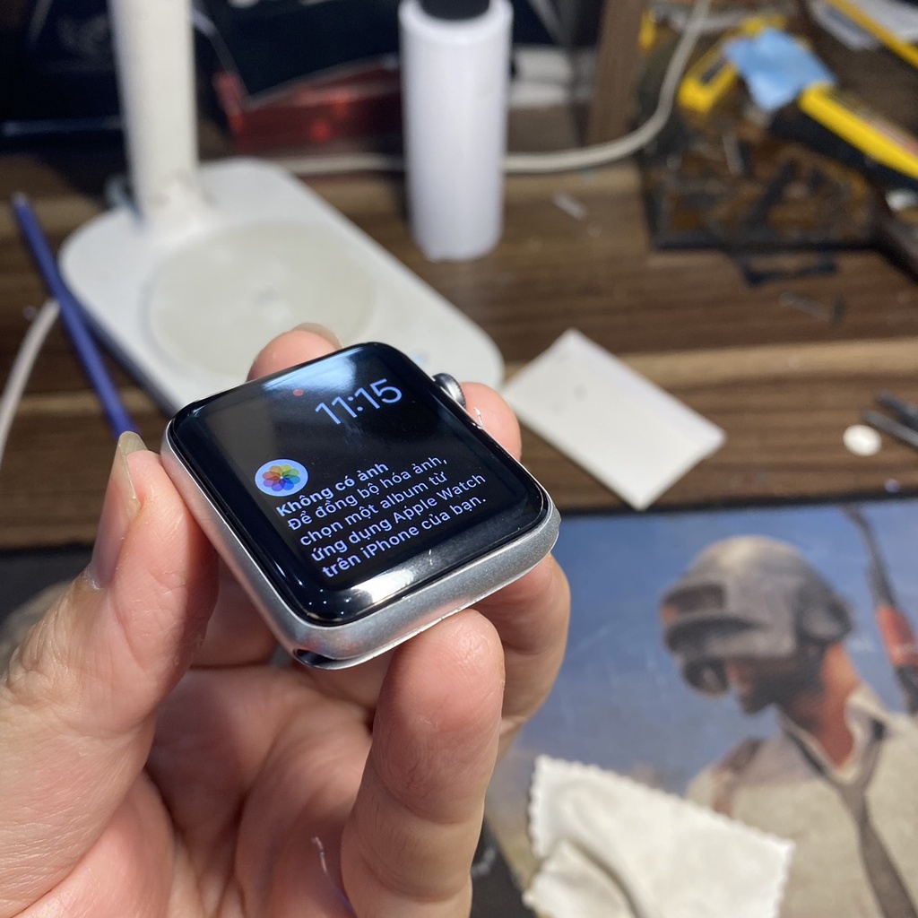 Miếng dán skin đồng hồ Apple watch màu trắng bạc