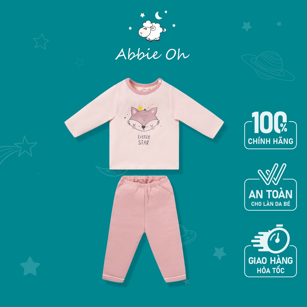 Bộ quần áo dài tay cài vai ABBIEOH chất liệu cotton cho bé gái 6 tháng đến 3 tuổi BO385-AW21