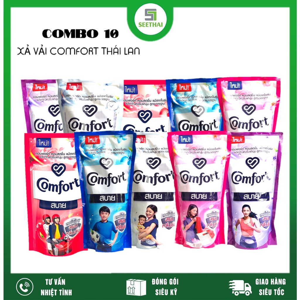 COMBO 10 nước xả vải COMFORT hương hoa ly lan tỏa Thái Lan 580ml - túi - Fabric softener