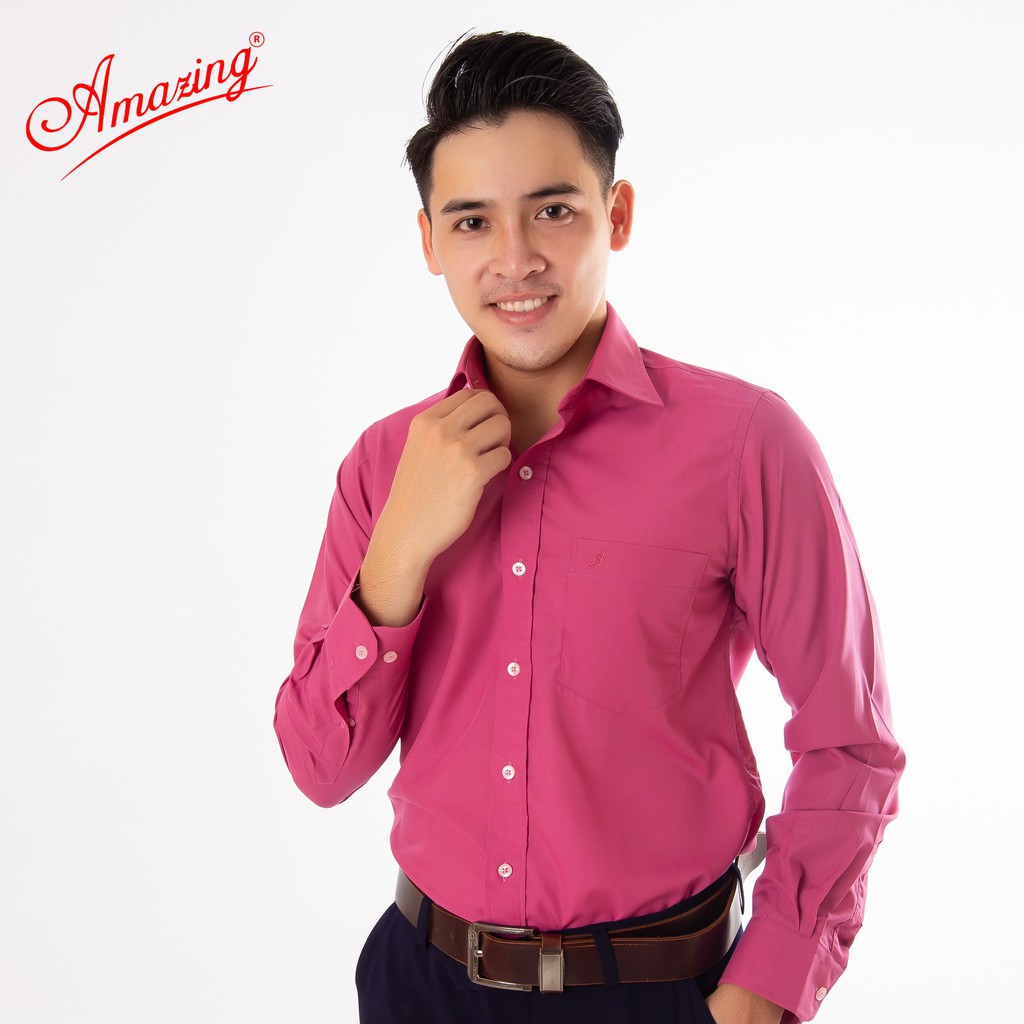 Amazing, thời trang công sở cao cấp, áo sơ mi nam form chuẩn, thân suông, vạt bầu, tay dài, nhiều màu, nhiều size