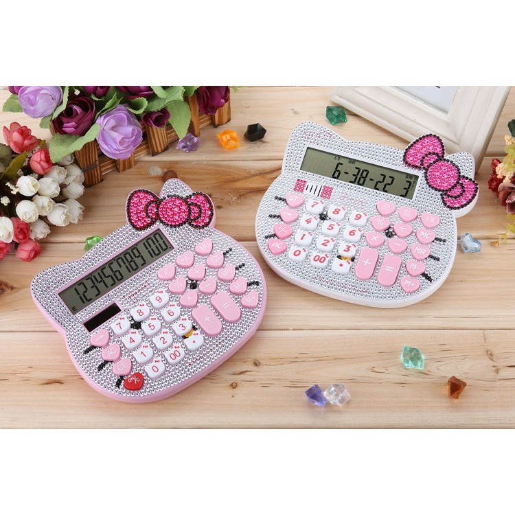 Máy tính kitty siêu xinh có đính đá lấp lánh