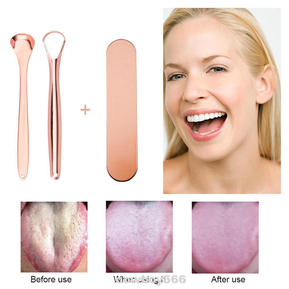 Bộ 2 dụng cụ cạo lưỡi bằng thép không gỉ tiện lợi khi du lịch