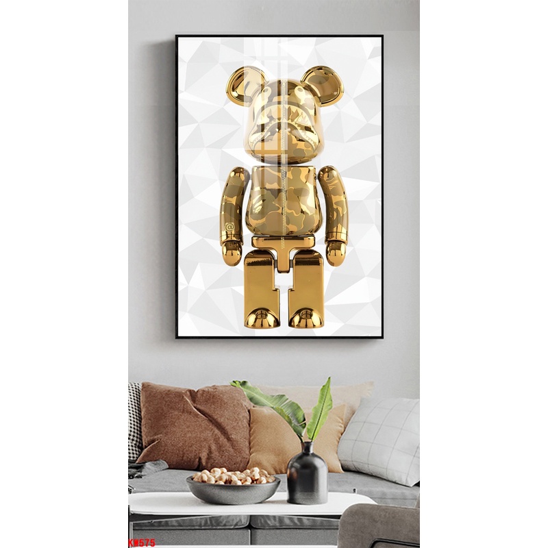 Tranh treo tường- Tranh Laminate Tráng gương- Gấu KAWS - Bộ 1 tấm 05