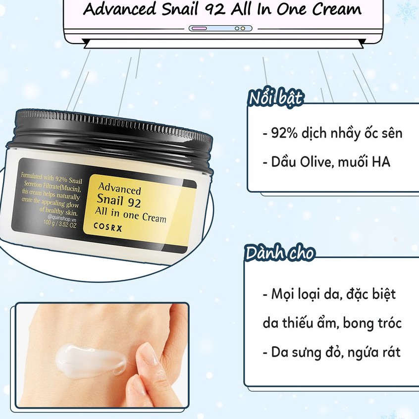 [470016 - sẵn] Kem Dưỡng Cosrx Advanced Snail 92 All in one Cream 100g