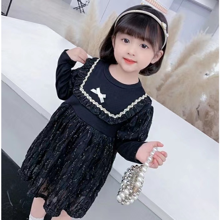 Đầm Công Chúa Giả Hai Lớp Tay Phồng Màu Trơn Thời Trang Xuân Thu Cho Bé Gái 0-3 Tuổi