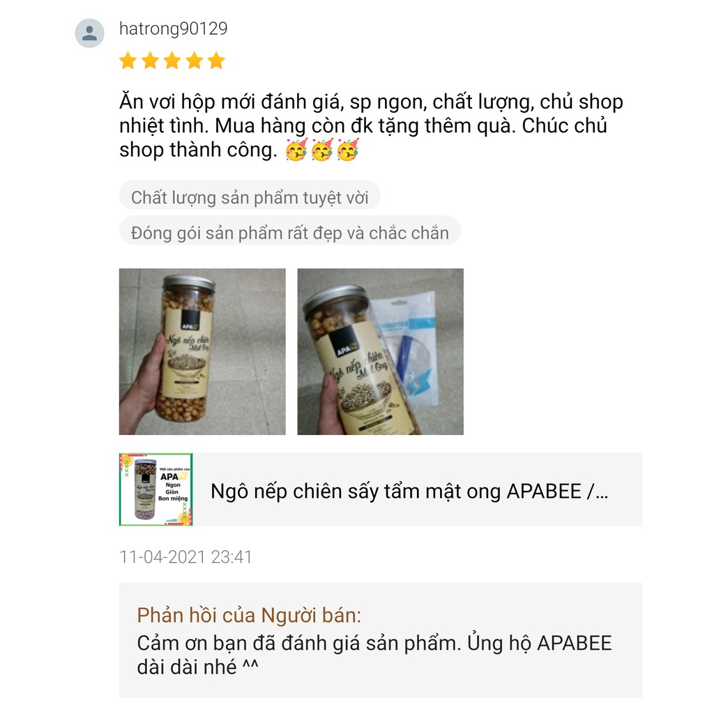 Ngô chiên sấy tẩm mật ong APABEE 480g. Đồ ăn vặt đậu hạt văn phòng siêu ngon, ngọt, giòn, cực bon miệng. | BigBuy360 - bigbuy360.vn