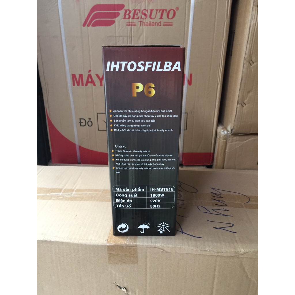 Máy Sấy Tóc IHTOSFILBA IH-MST918(P6) Tạo Kiểu 2 Chiều Nóng Lạnh Công Suất Lớn, Hàng chính hãng