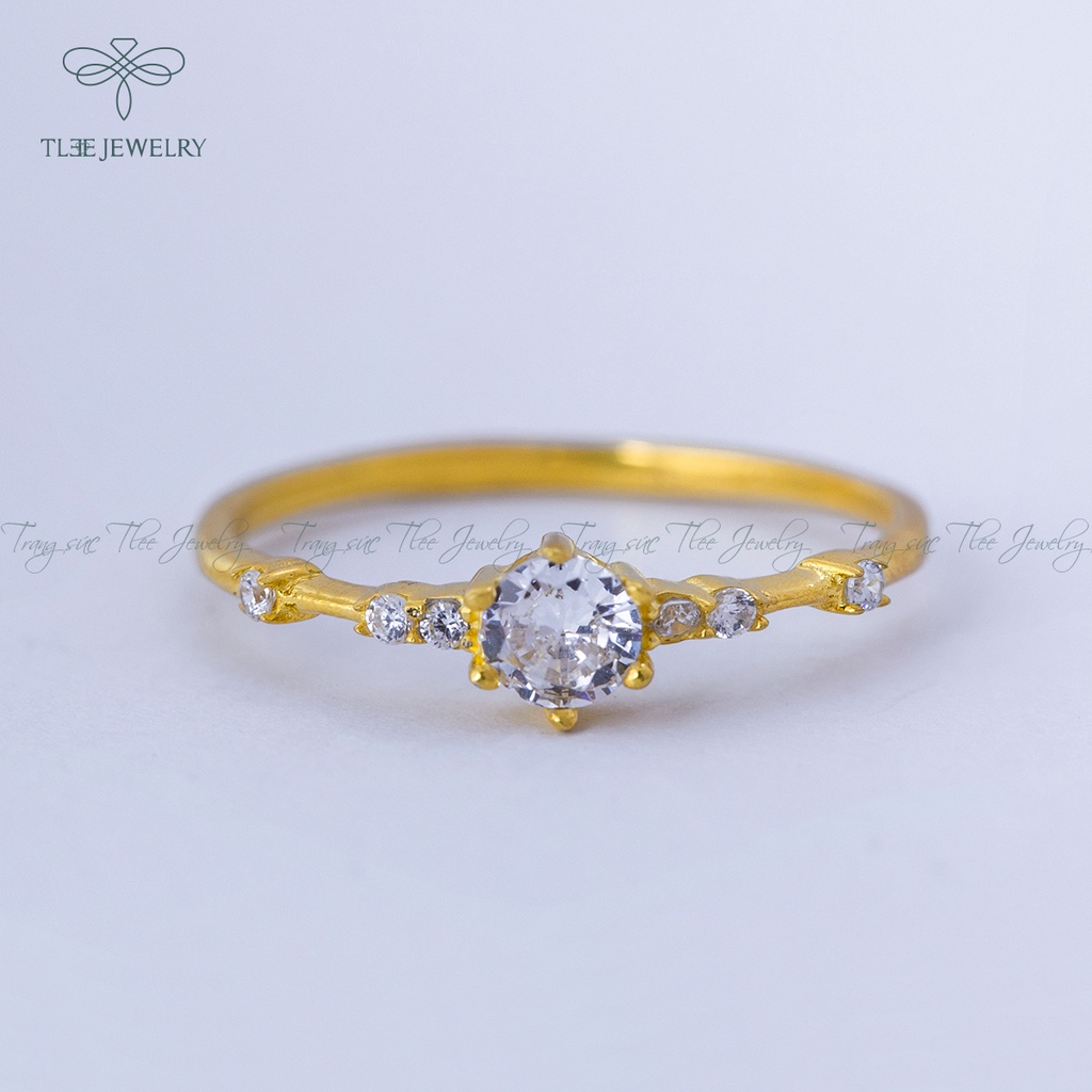 Nhẫn bạc nữ TLEE Snow Princess Nor mạ vàng 14k nạm đá lấp lánh NCJ A0129