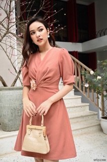Váy cổ chéo nơ eo thần thánh