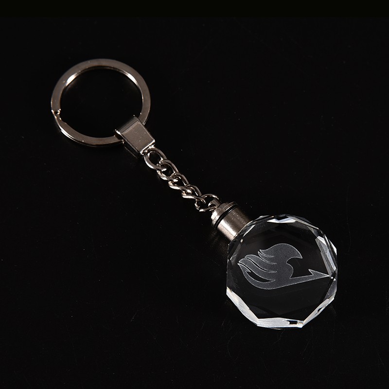 {factoryoutlet} New For Fairy Tail Anime Crystal LED Light Charm Key Chain Key Ring Cosplay 1PC adover