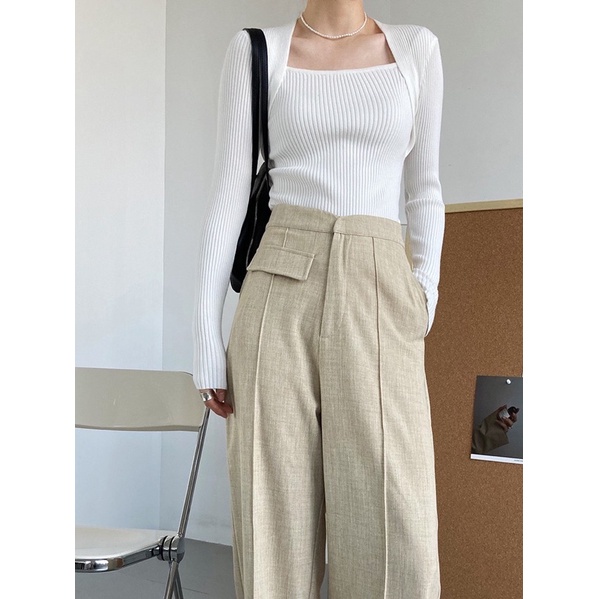 [HÀNG CÓ SẴN] A005 - Áo len mỏng cổ vuông co giãn bốn chiều thoải mái phong cách Hàn Quốc