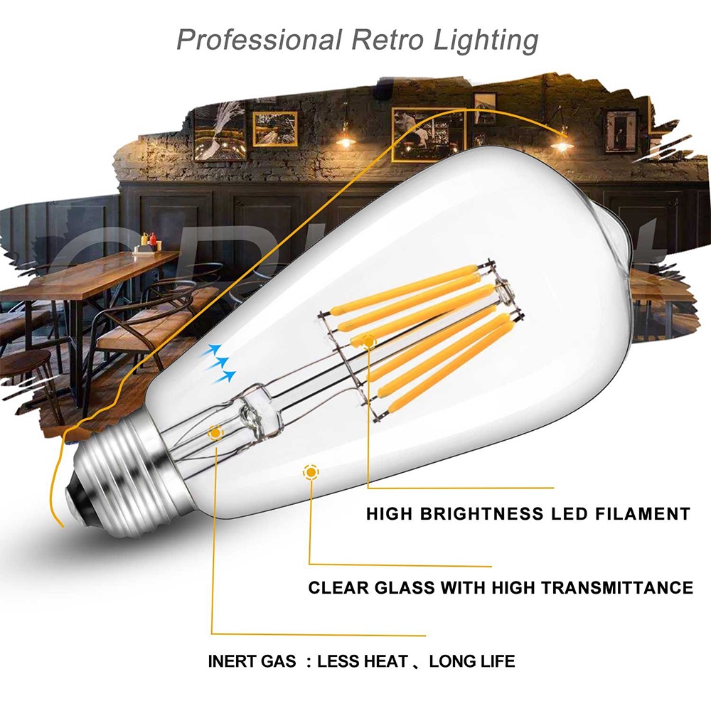 Bóng Đèn Led Dây Tóc E27 DC 12V 24V A19 G40 T22 ST58 E12 E14 1W 6W Ánh Sáng Trắng Ấm Tiện Dụng