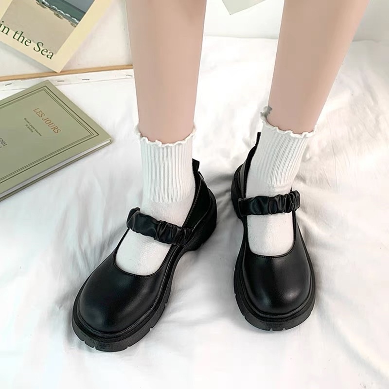 Giày Búp Bê Lolita 4 Cm Dây Chun Ôm Chân Phong Cách Hàn Quốc sẵn hàng qc