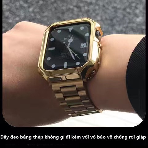 [ Dây đeo kim loại chất lượng cao + ốp bảo vệ silicon ] dùng được cho apple watch series 8 7 6 5 4 SE 41MM 45MM 40MM 44M