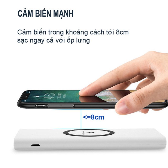 [TẶNG CÁP SẠC 3IN1 WEHOME] Pin dự phòng không dây QI 10000mAh, sạc và tự sạc không dây và có dây, pin lithium, sạc nhanh