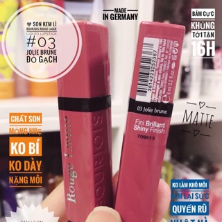 Son Kem Lì Bourjois Rouge Laque Liquid Lipstick Màu 03 Jolie Brune-đỏ gạch