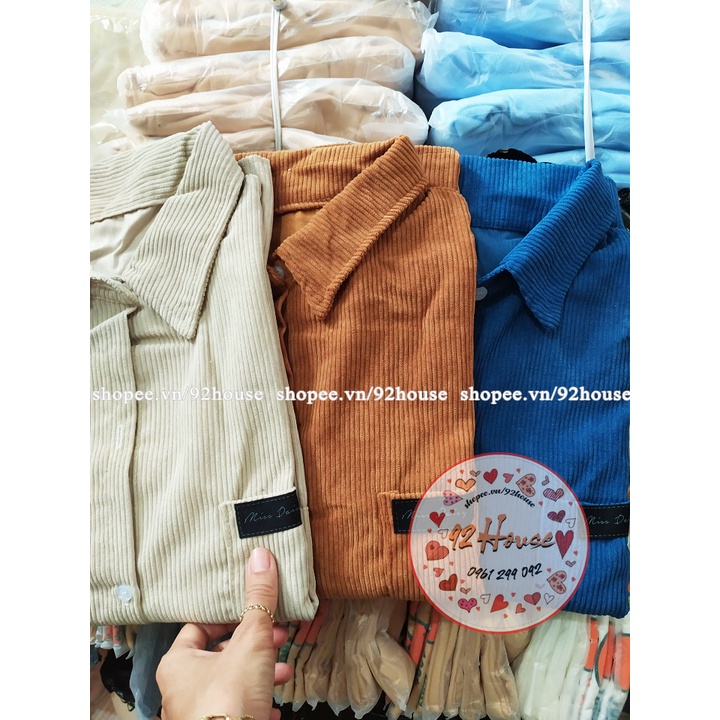 Áo khoác basic trơn có 2 túi phom rộng Áo khoác sơ mi nhung tăm siêu đẹp