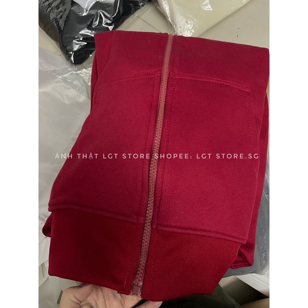 Áo hoác hoodie zip trơn (CÓ ẢNH THẬT) chất thun cotton sieu đẹp đỏ đô