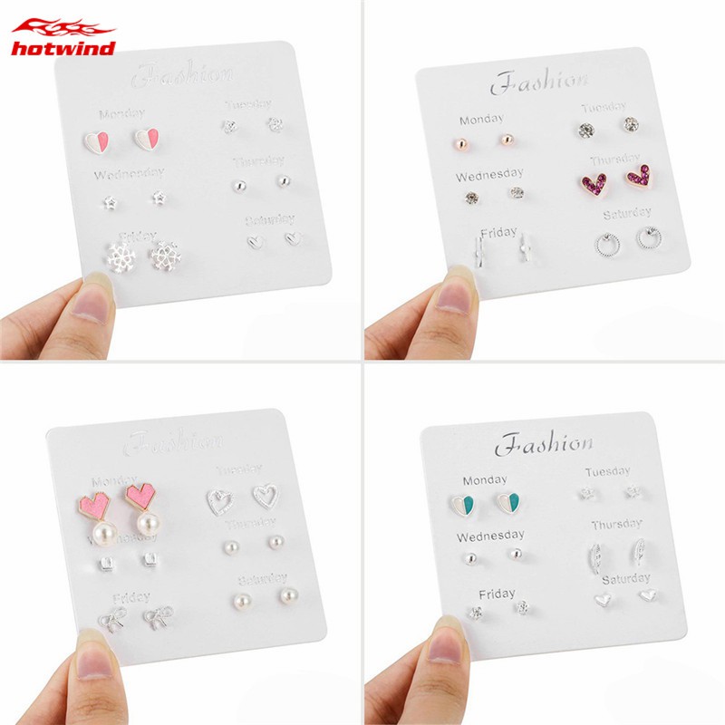 Bộ 6 cặp hoa tai đính đá thời trang xinh xắn cho nữ