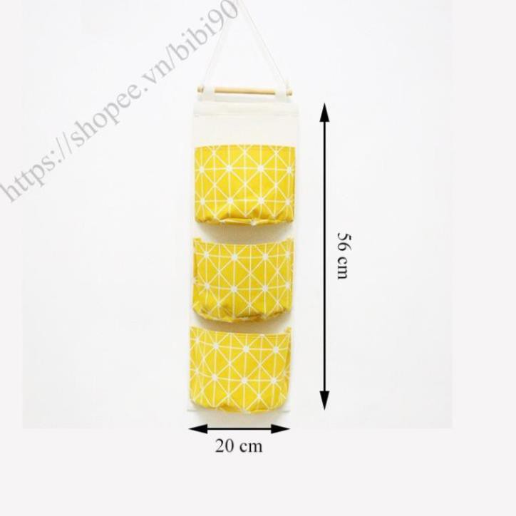 Túi kẻ 3 ngăn đựng đồ treo tường bằng vải bố bền đẹp chống thấm (TTT04) bibi_shop1990 mới về 2021