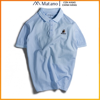Áo thun polo nam cá sấu xanh biển MATANO - Áo phông nam có cổ trụ bẻ, vải cotton cao cấp chính hãng, thêu họa tiết 027