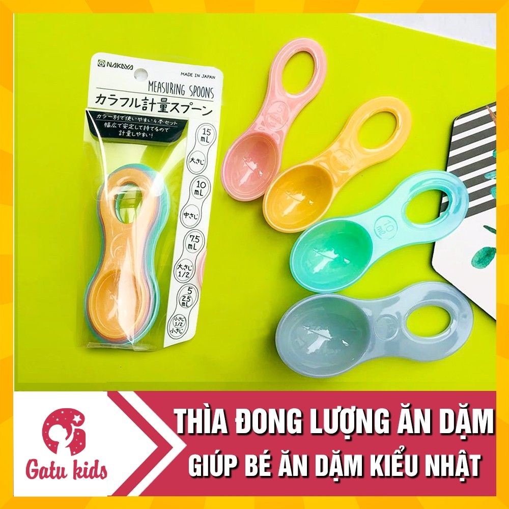 Bộ 4 thìa đong gia vị ăn dặm sắc màu Nakaya - Hàng Nhật