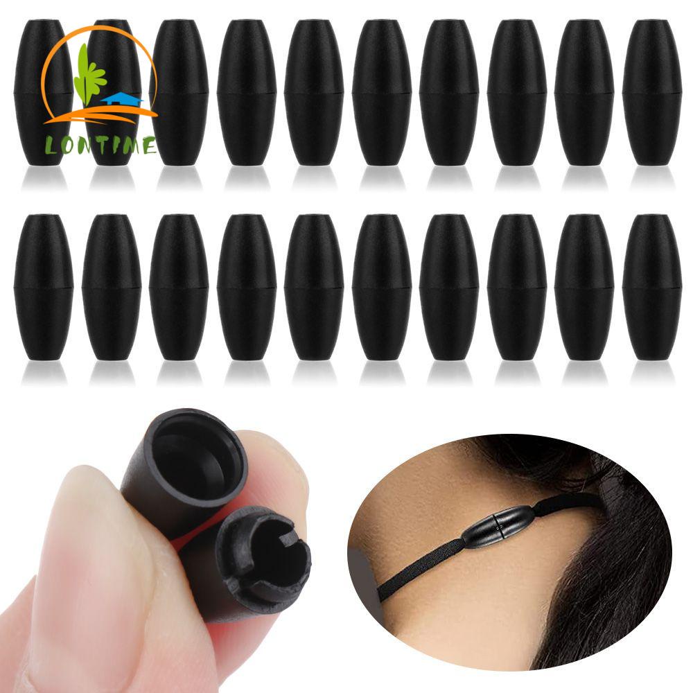 Set 20 khóa nối dây đeo an toàn màu đen dạng ống tách thiết thực bằng nhựa làm hạt trang sức vòng cổ vòng tay