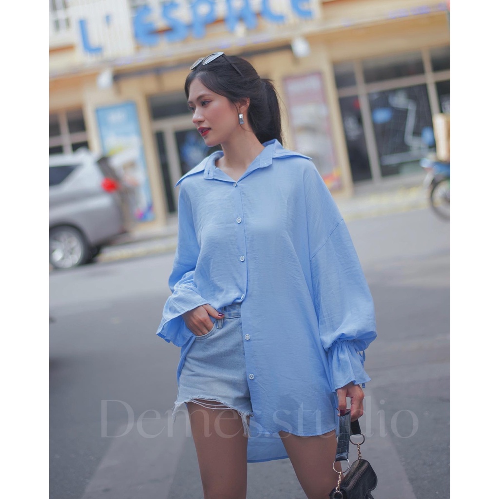 ÁO SƠMI CÁCH ĐIỆU DÂY RÚT CUT OUT LƯNG THIẾT KẾ DEMES STUDIO