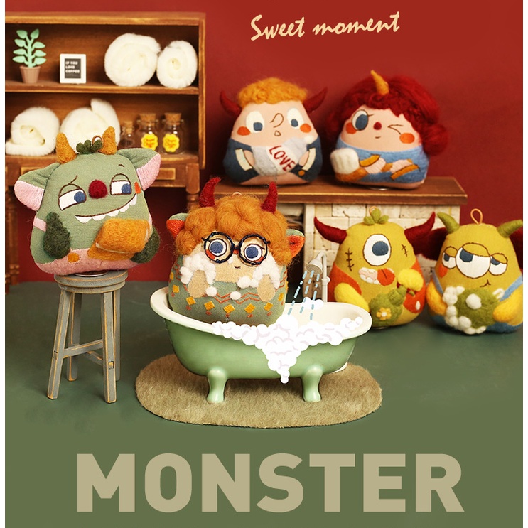 [CÓ SẴN] DIY / BỘ KIT TỰ THÊU TÚI THƠM MONSTER - DIY LEN CHỌC THÚ BÔNG GÓI NGUYÊN LIỆU TỰ LÀM THÊU T