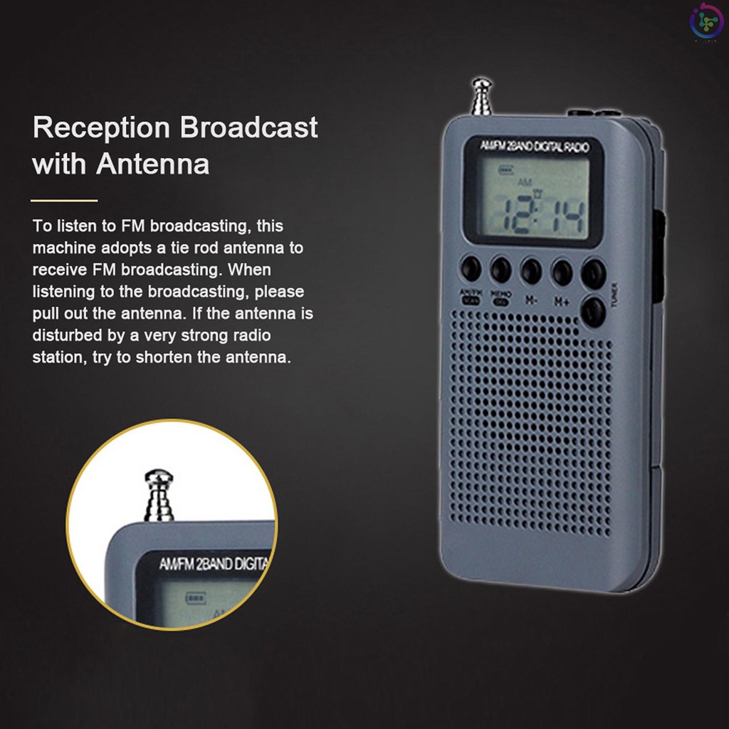 Radio Kỹ Thuật Số Bỏ Túi 2 Băng Tần HRD-104 AM/ FM Màn Hình LCD 1.3 Inch Kèm Tai Nghe Và Dây Đeo